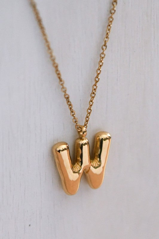 Bubble Letter Necklace (18K gold dipped)