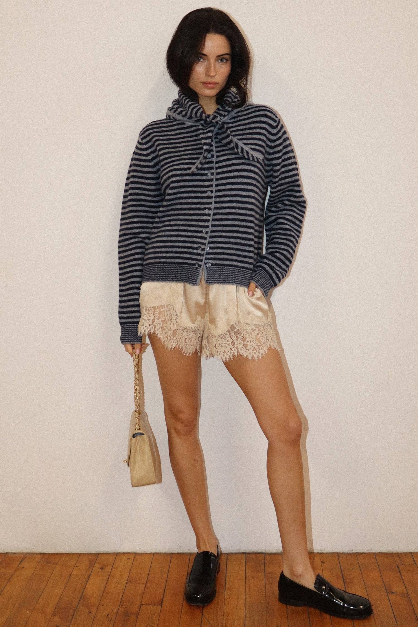 Lace Trim Satin Shorts