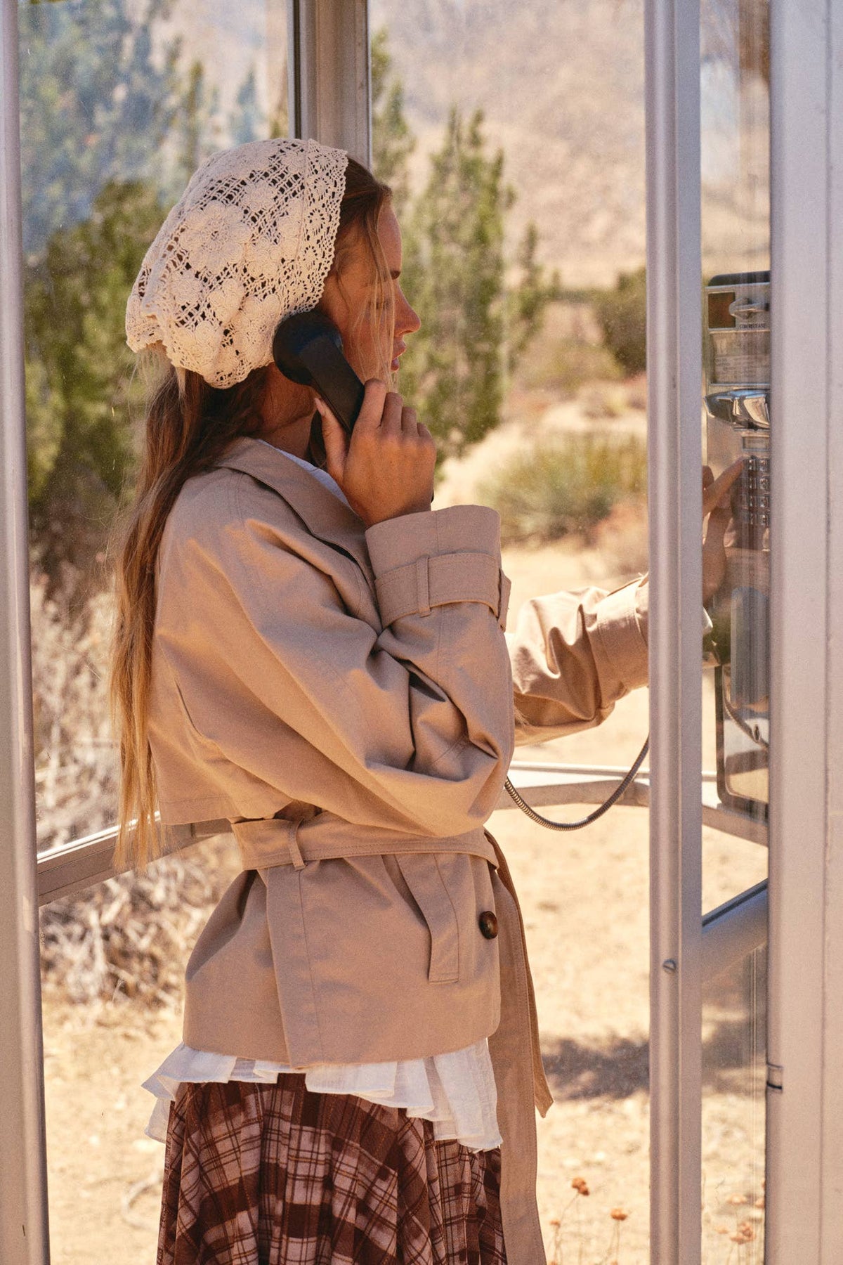 High-Collar Cropped Belted Trench Jacket (PREORDER 10.8.26)