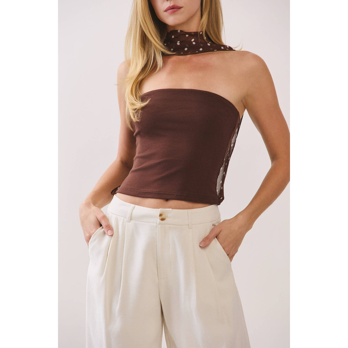 Polka Dot Scarf Tube Top