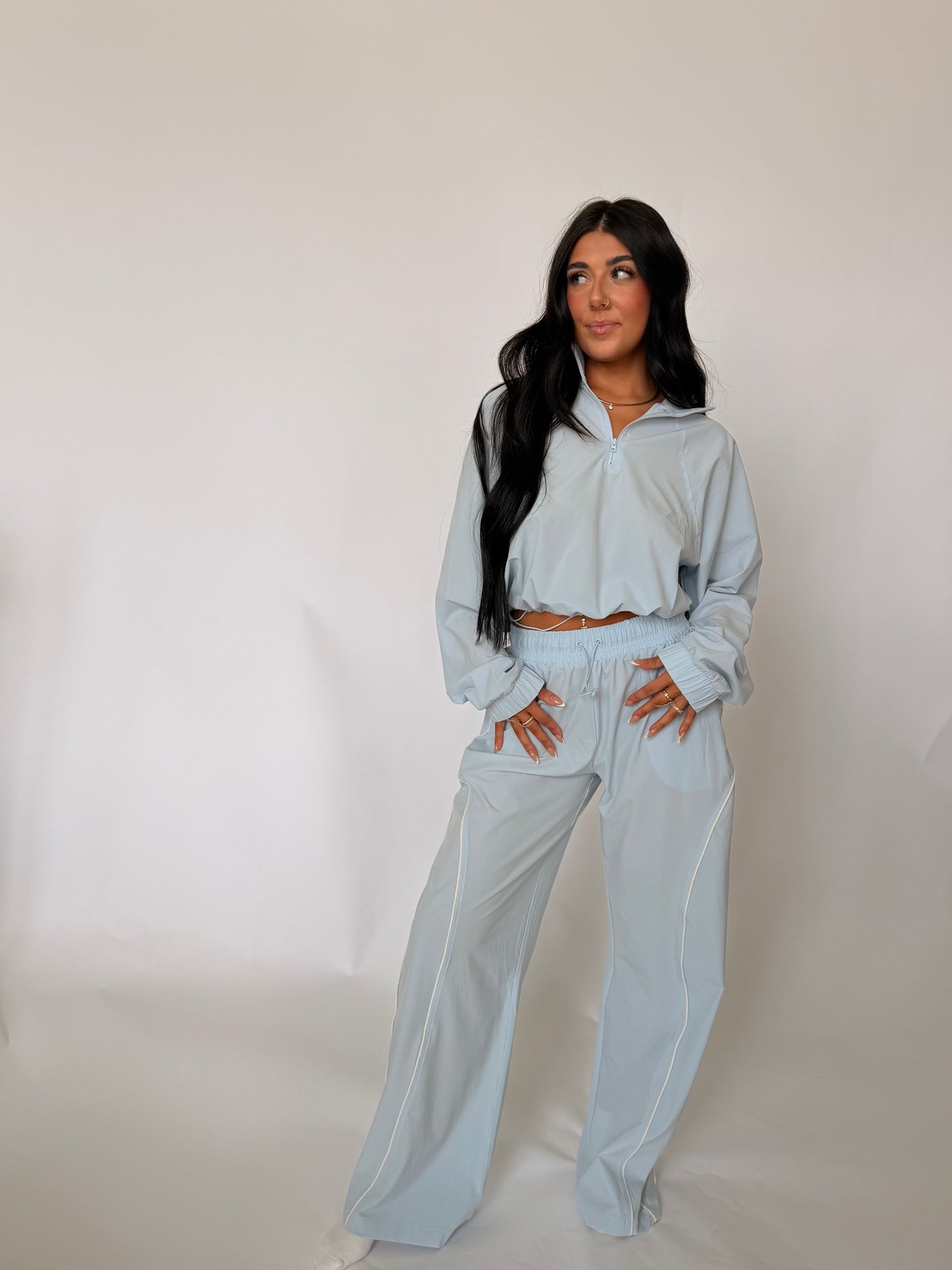 Curved Classic Track Pants | Pale Blue