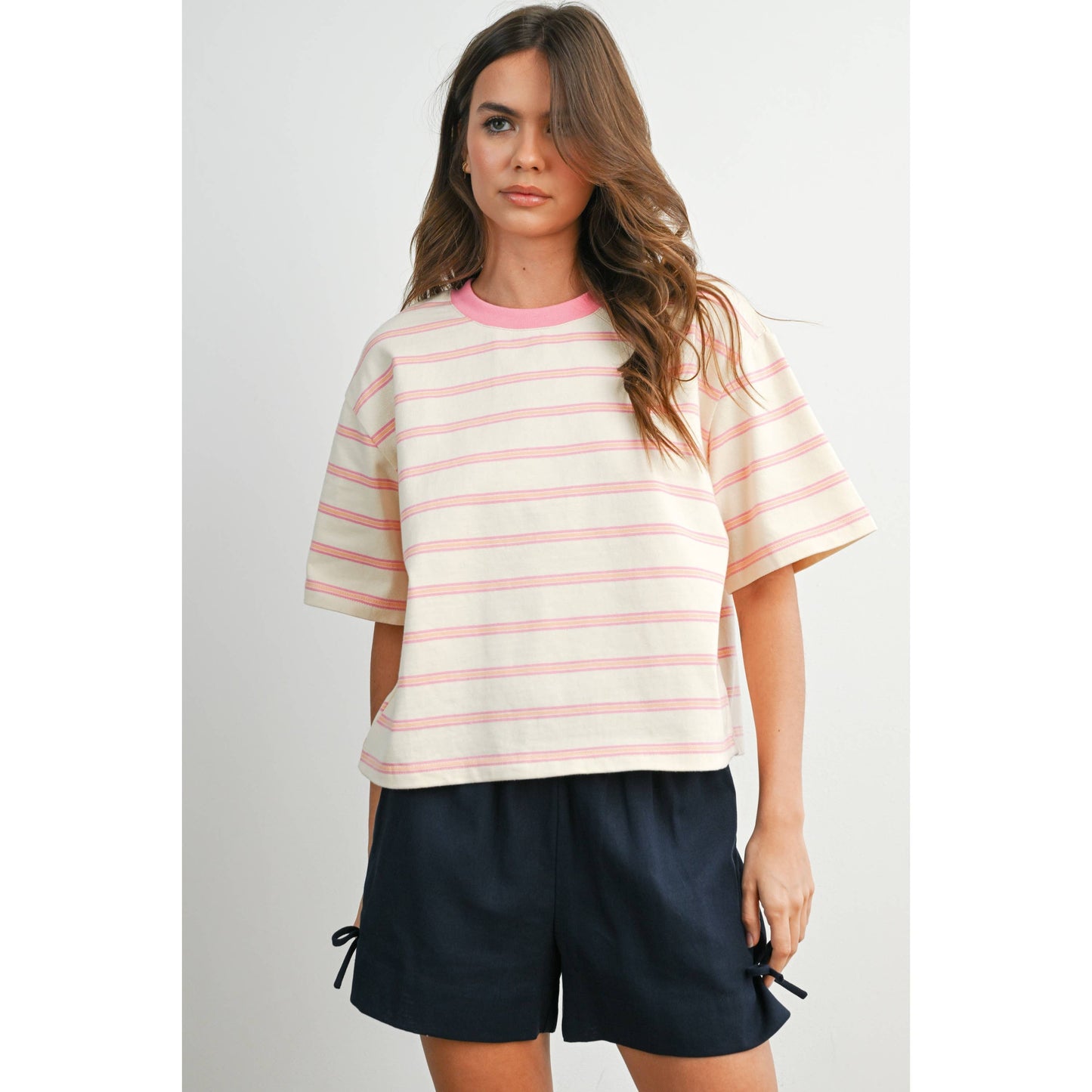 Striped Boxy Cropped T-Shirt
