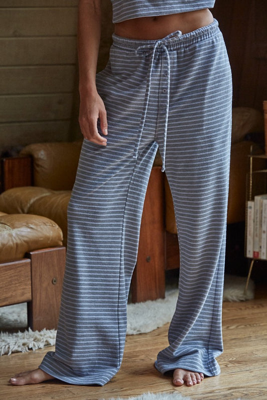 Cozy Grey Blue Striped Pants