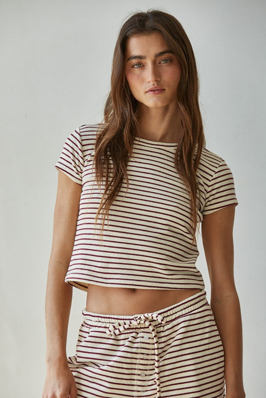 Cozy Cream Mocha Stripe Top