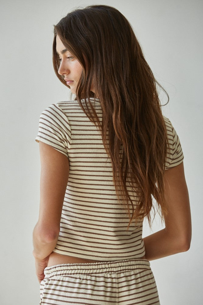 Cozy Cream Mocha Stripe Top