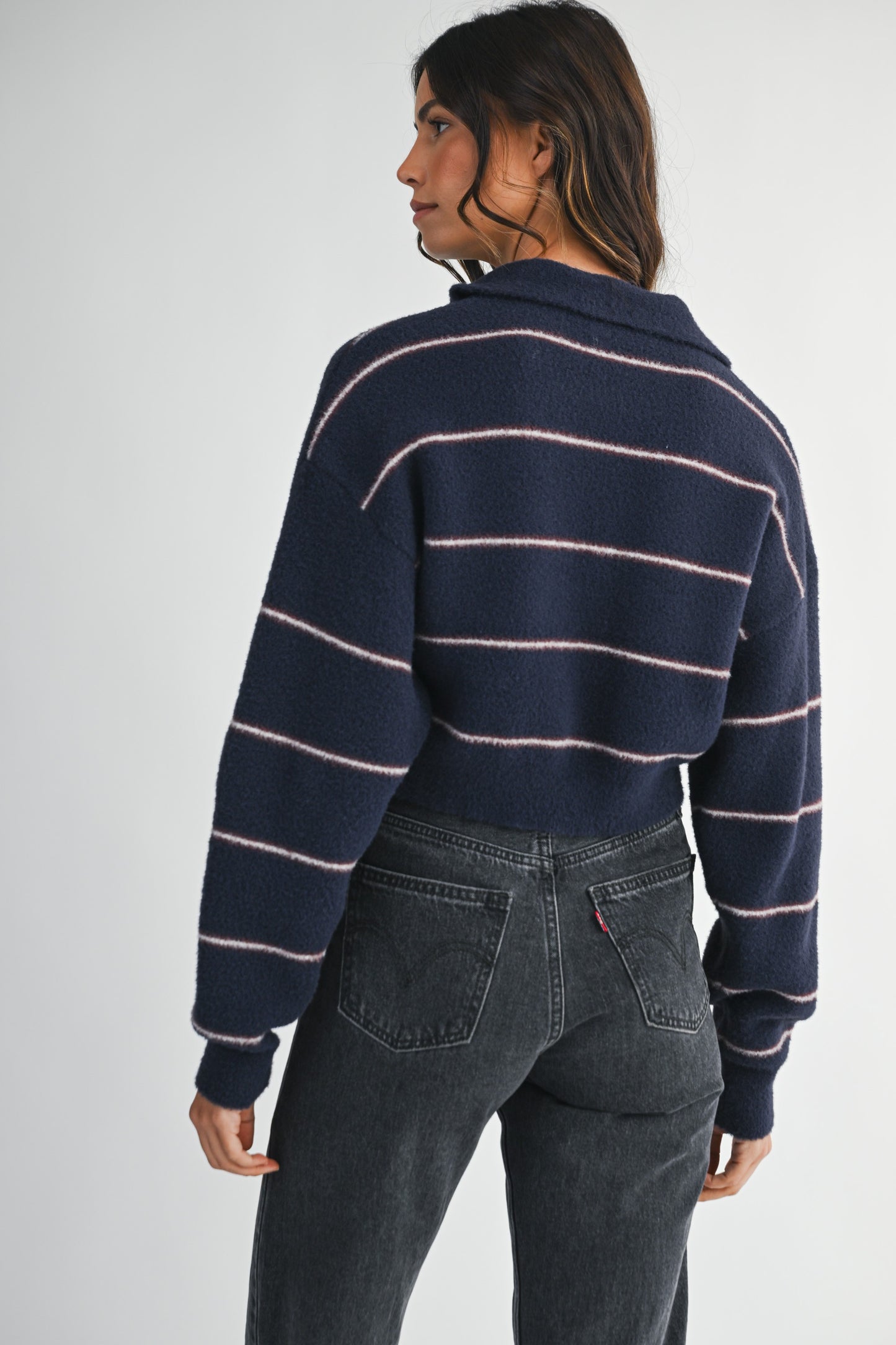 Navy Stripe Knit Top
