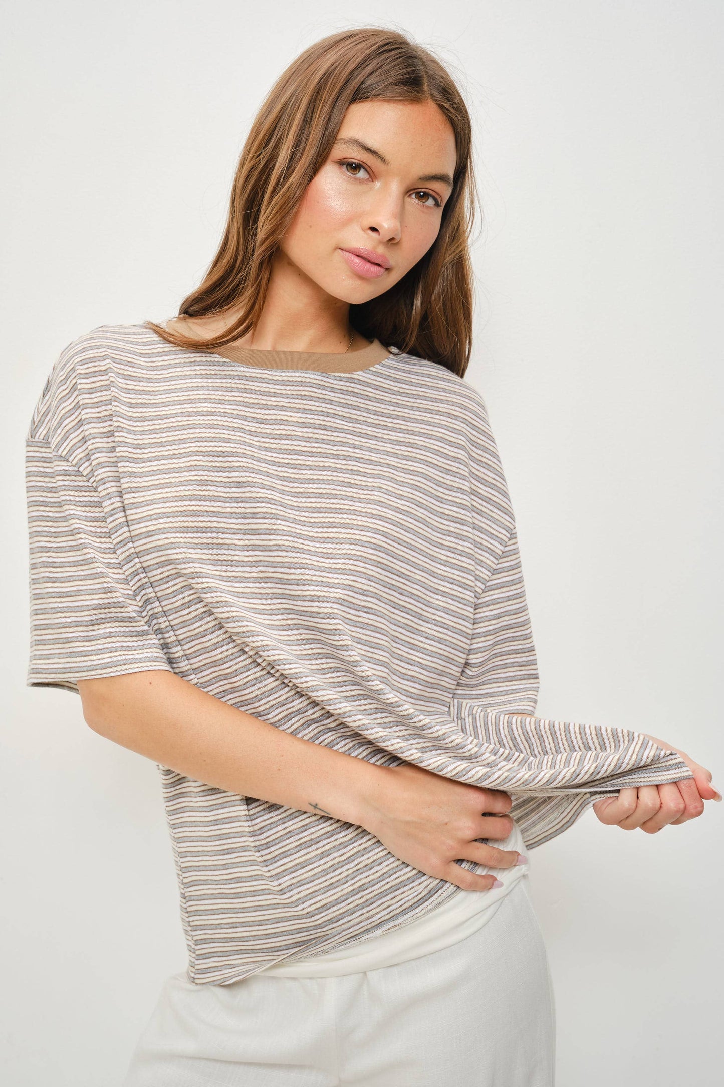 PIA STRIPED OVERSIZED TEE