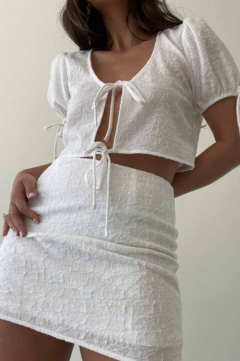 Victoria Textured Top + Skirt Set