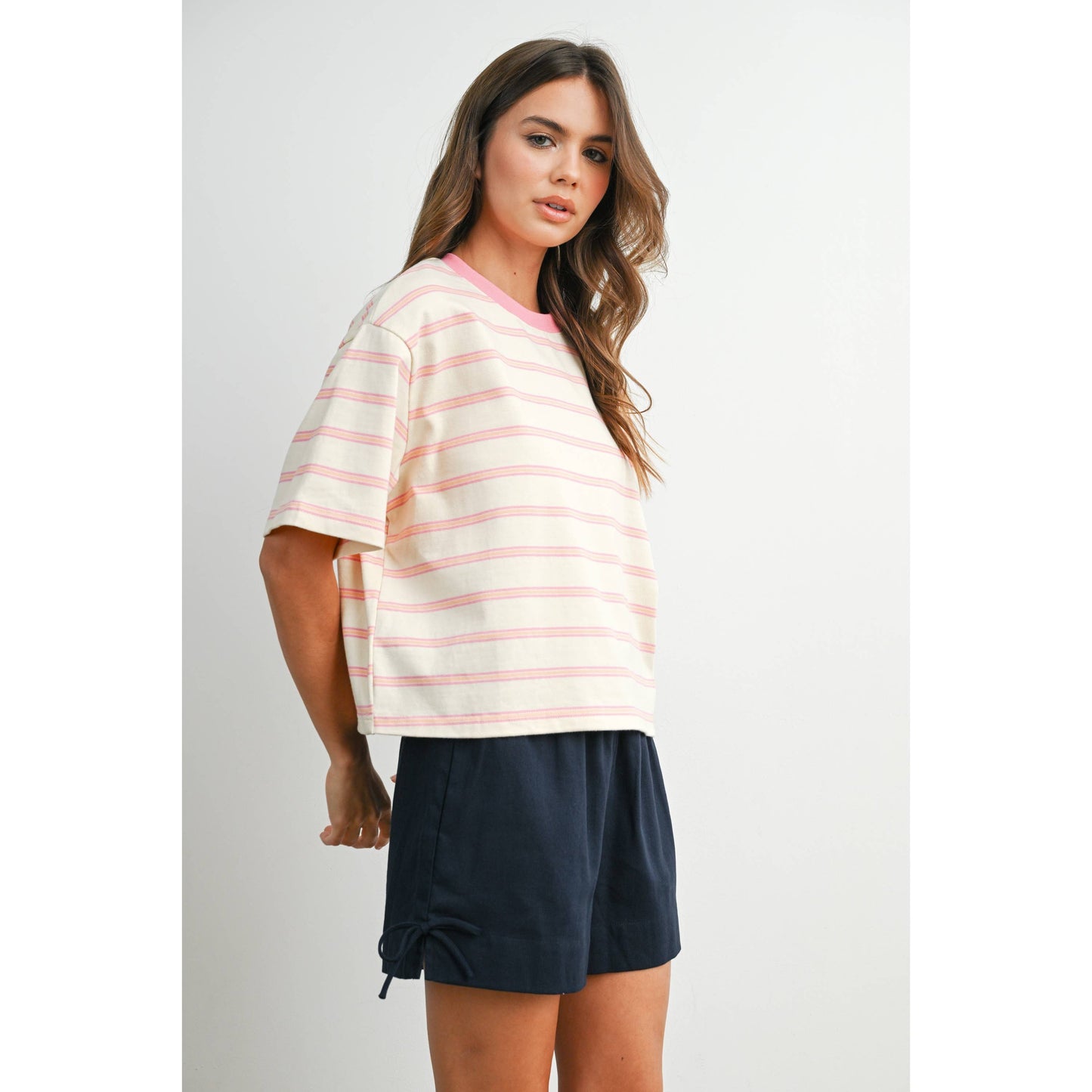 Striped Boxy Cropped T-Shirt