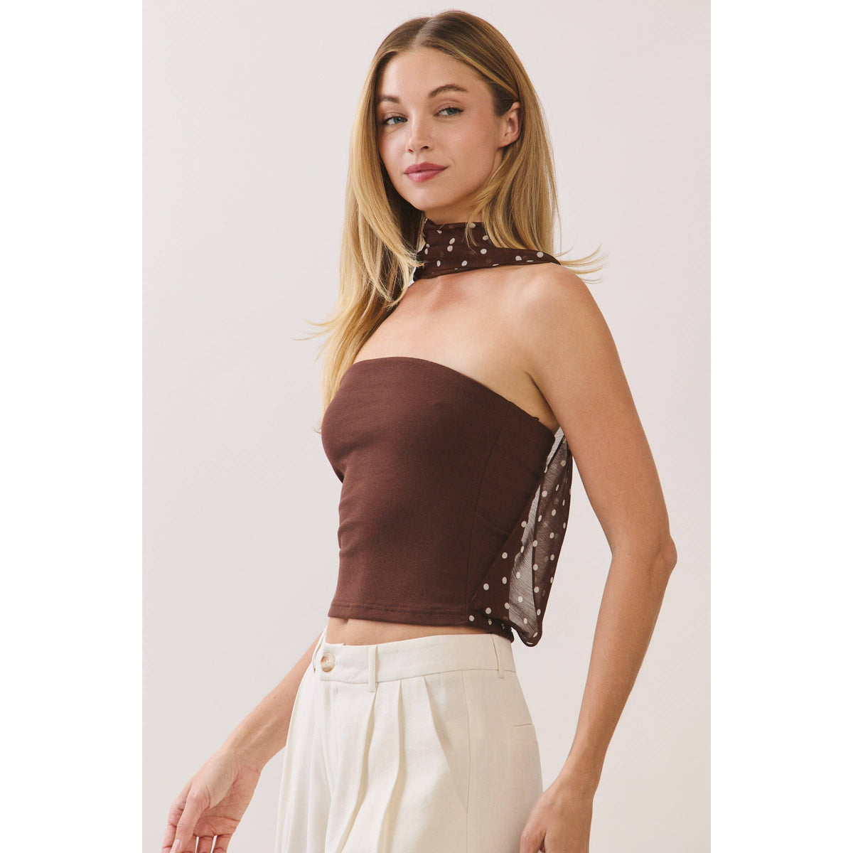 Polka Dot Scarf Tube Top