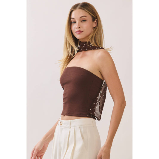 Polka Dot Scarf Tube Top