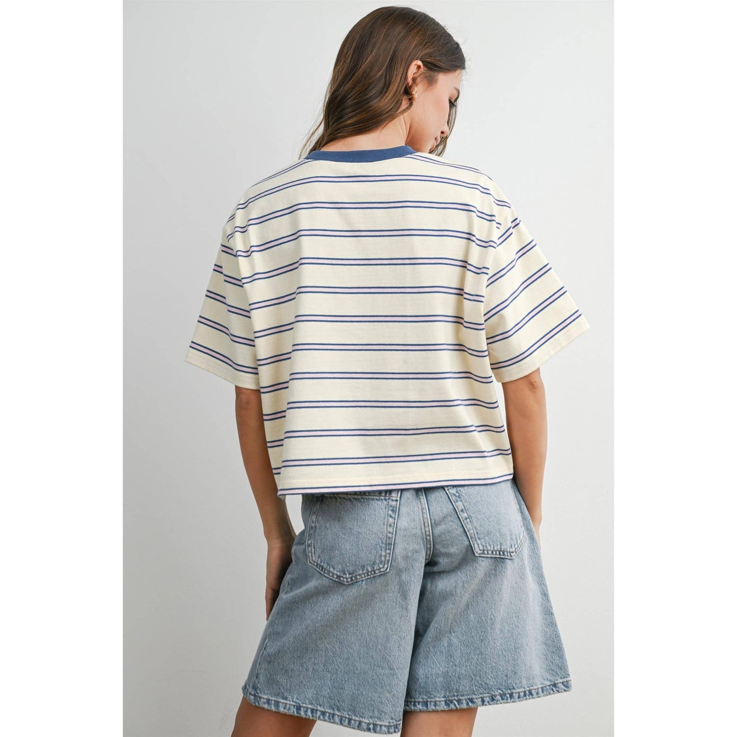 Striped Boxy Cropped T-Shirt