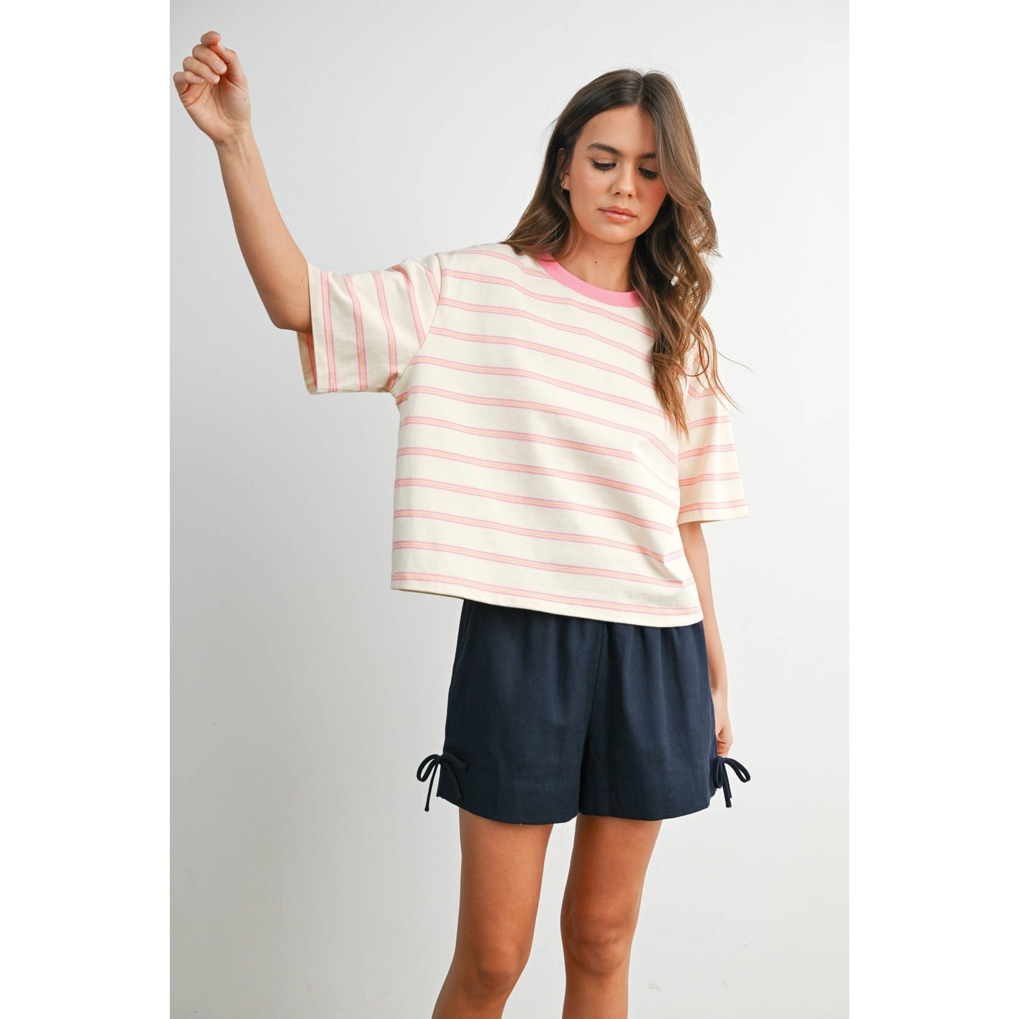 Striped Boxy Cropped T-Shirt