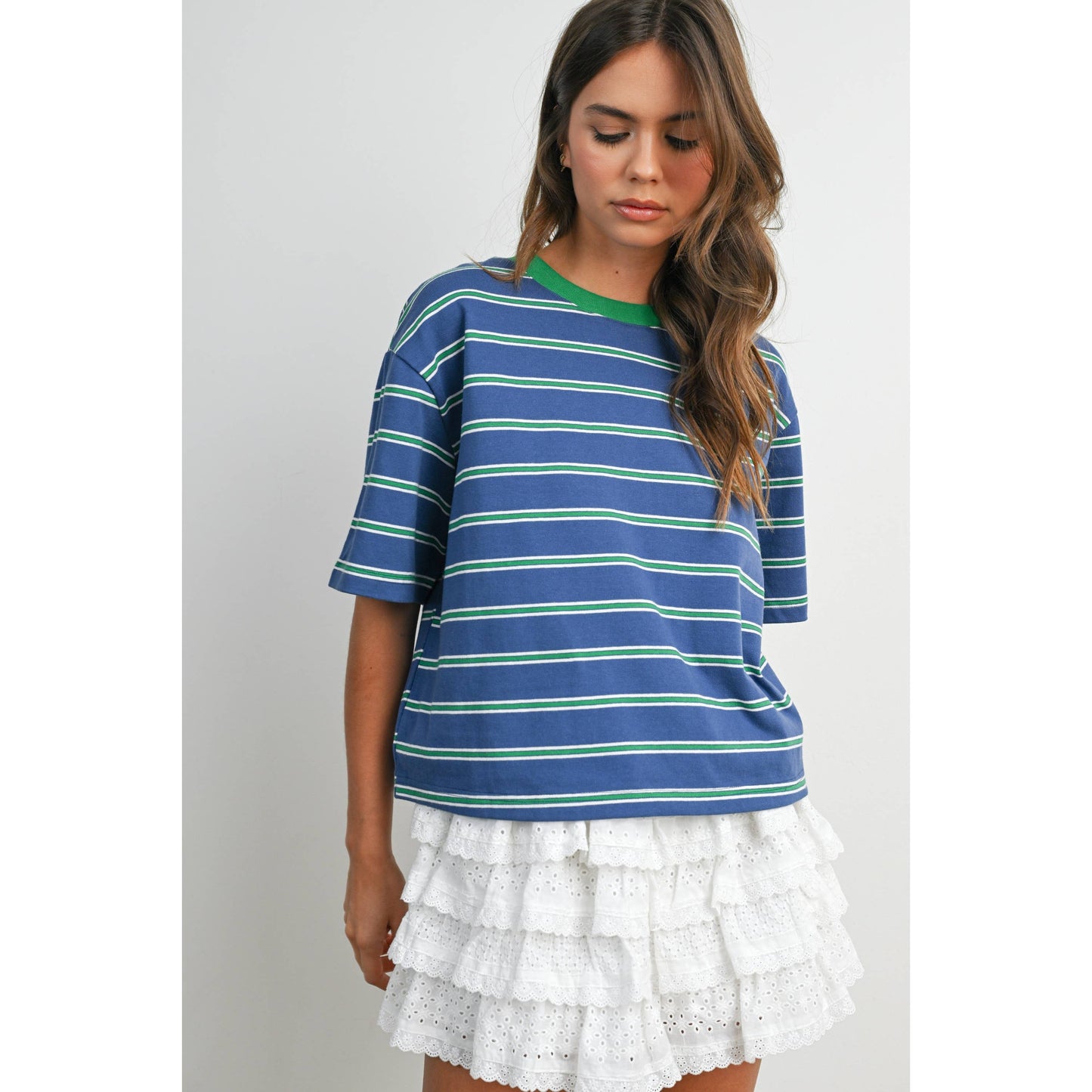 Striped Boxy Cropped T-Shirt