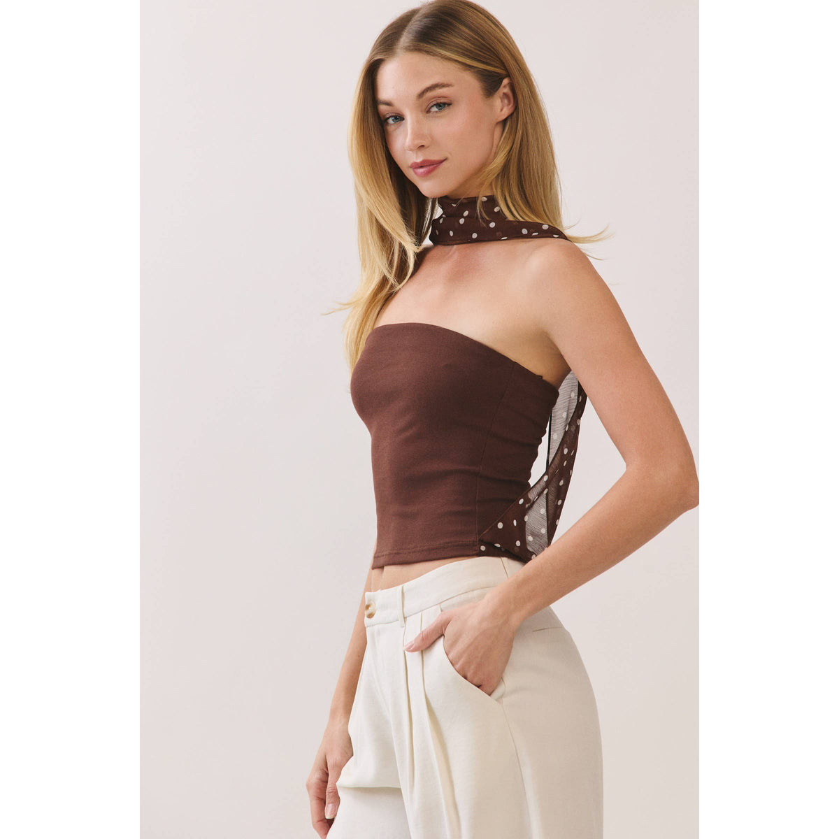 Polka Dot Scarf Tube Top