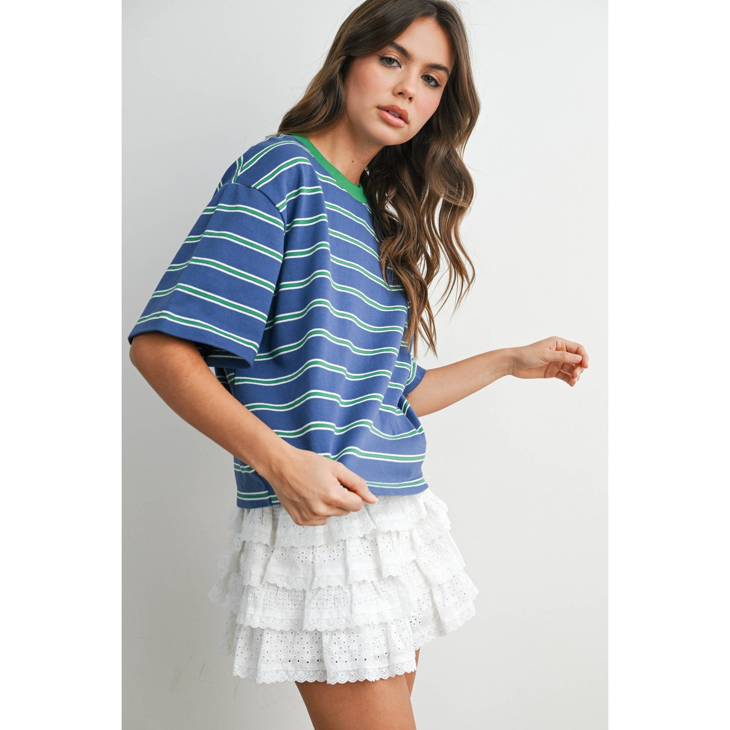 Striped Boxy Cropped T-Shirt