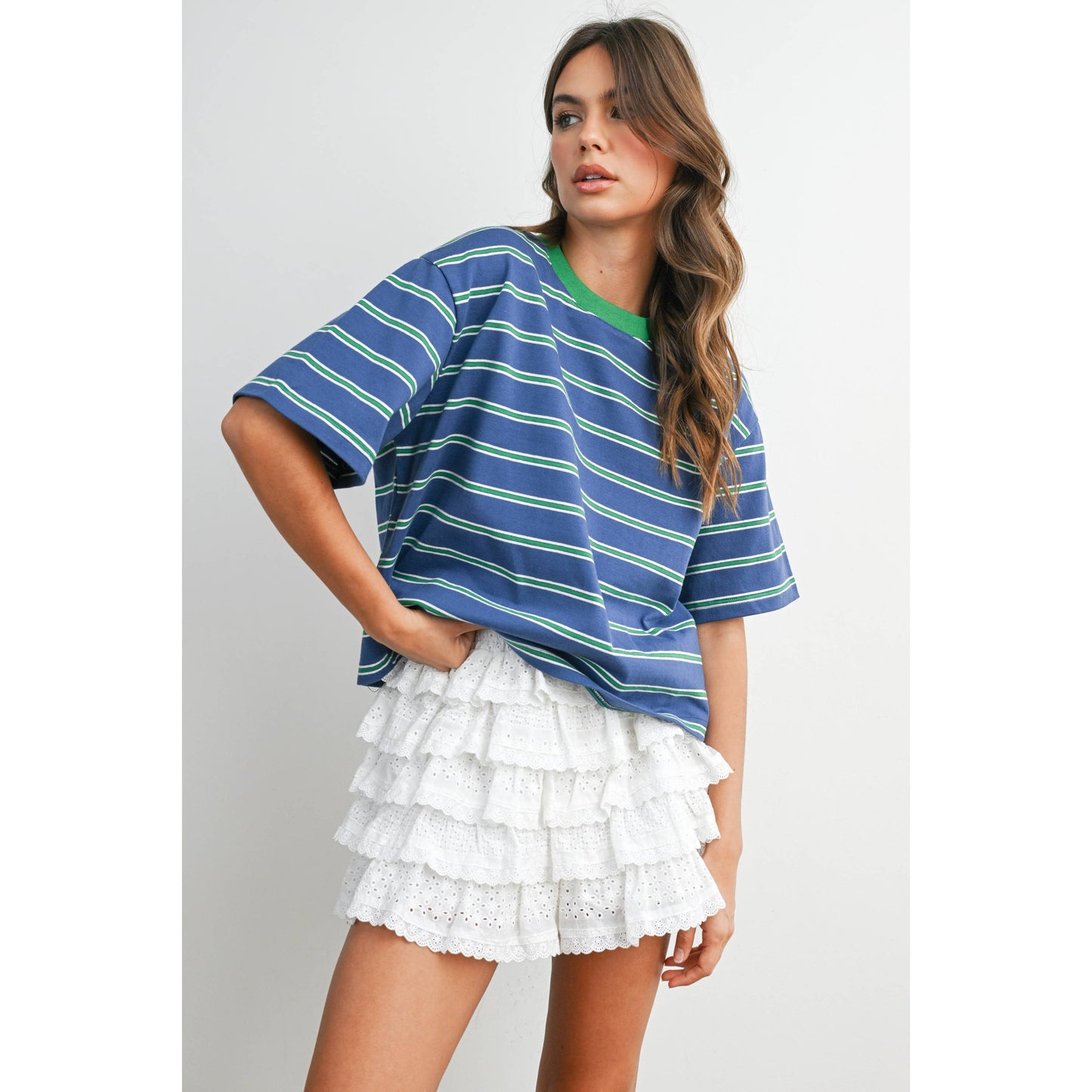 Striped Boxy Cropped T-Shirt