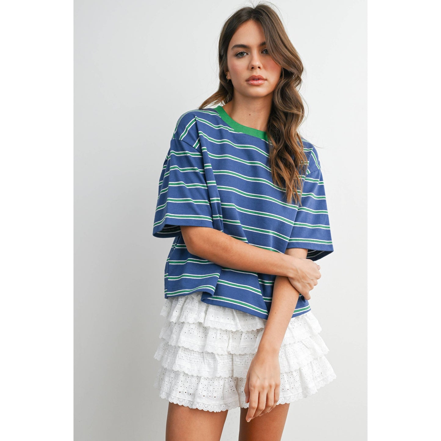Striped Boxy Cropped T-Shirt