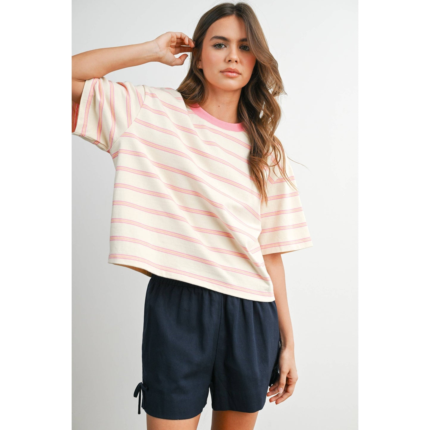 Striped Boxy Cropped T-Shirt