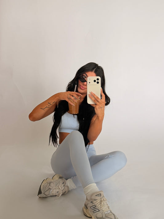 Cloud Contour High-Waisted Leggings | Pale Blue