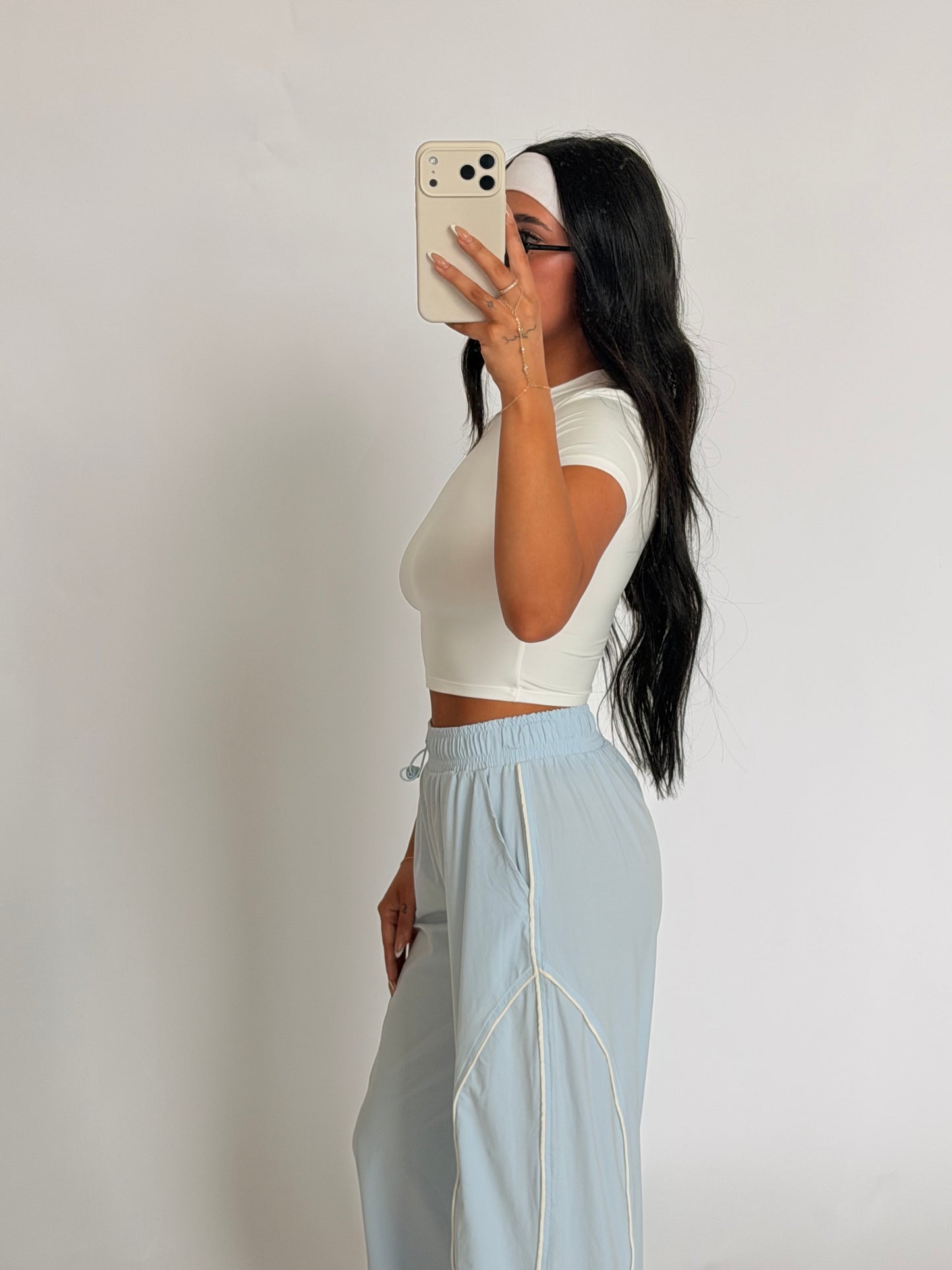 Curved Classic Track Pants | Pale Blue