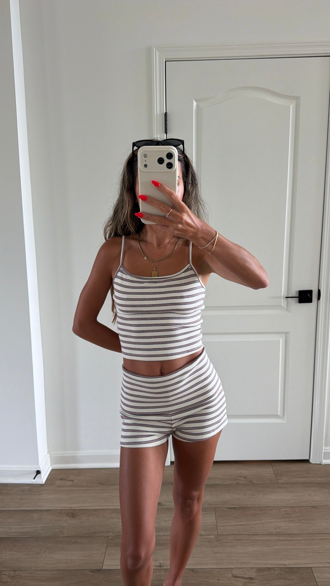 Striped Cami Top & Foldover Shorts Set