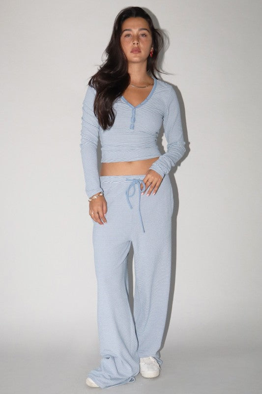 Dusty Blue Striped Pants