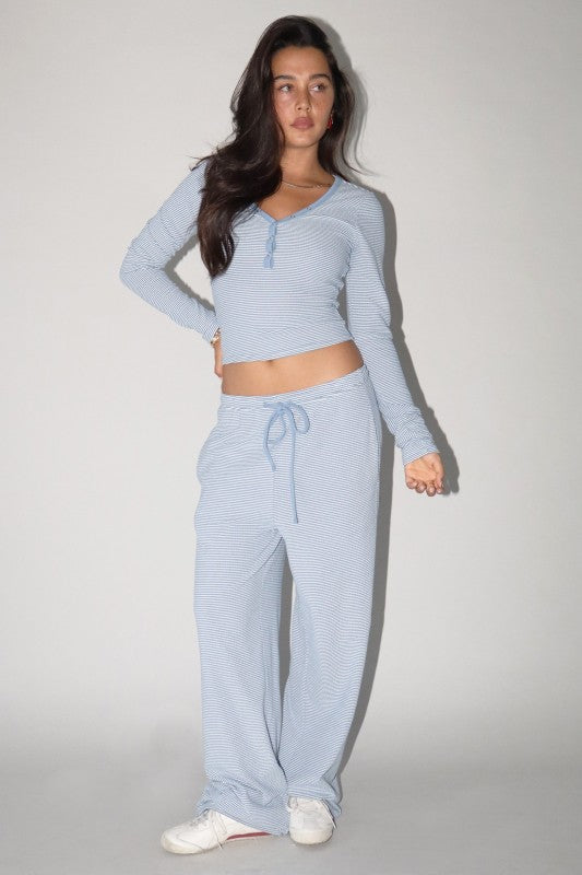 Dusty Blue Striped Pants