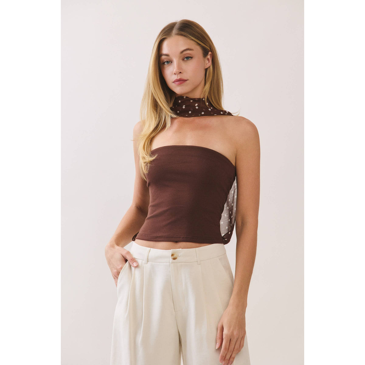 Polka Dot Scarf Tube Top
