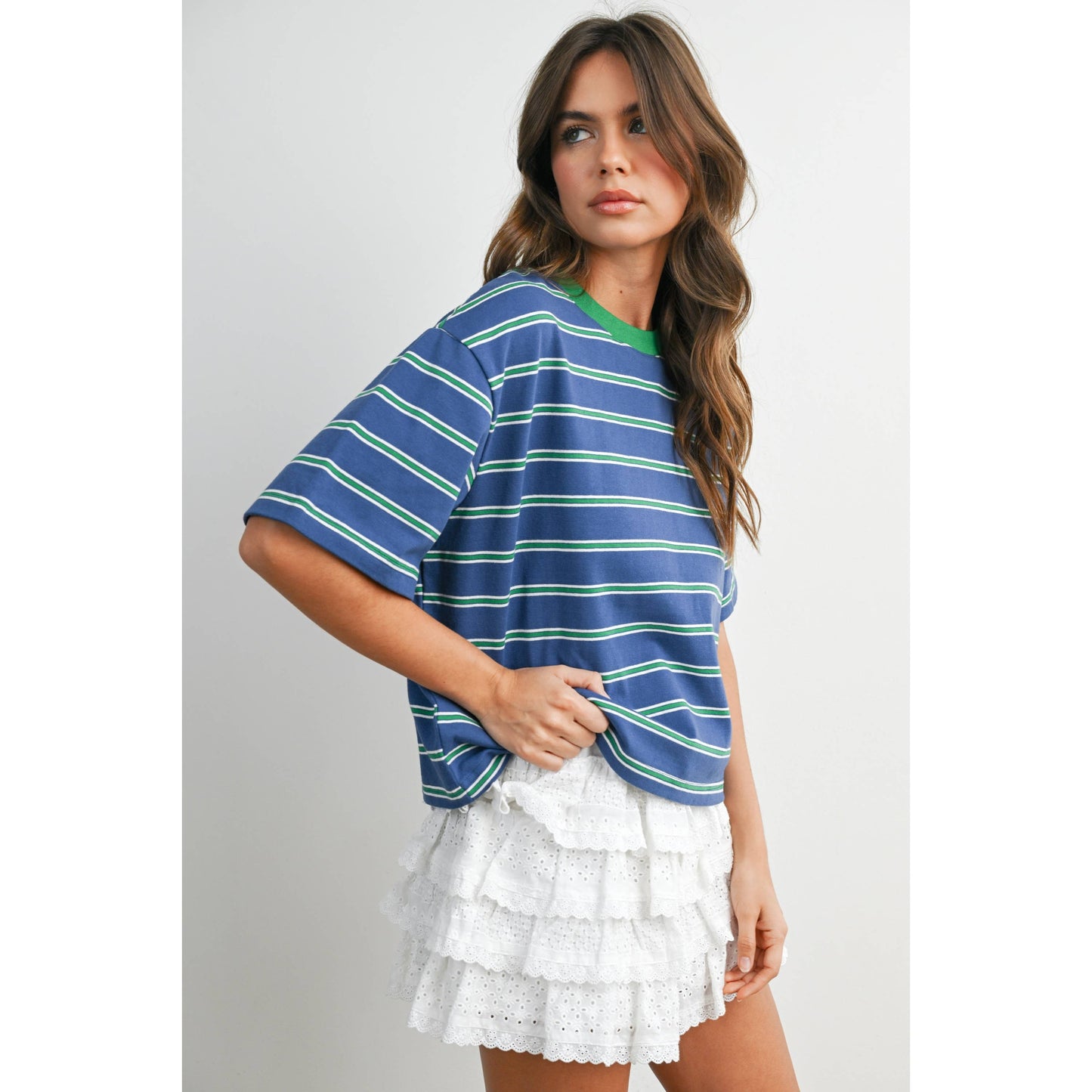 Striped Boxy Cropped T-Shirt