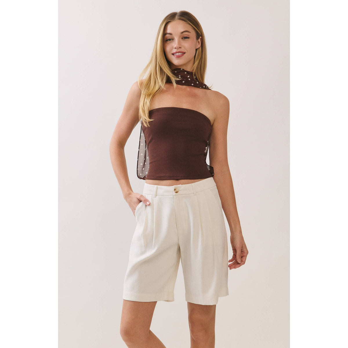 Polka Dot Scarf Tube Top