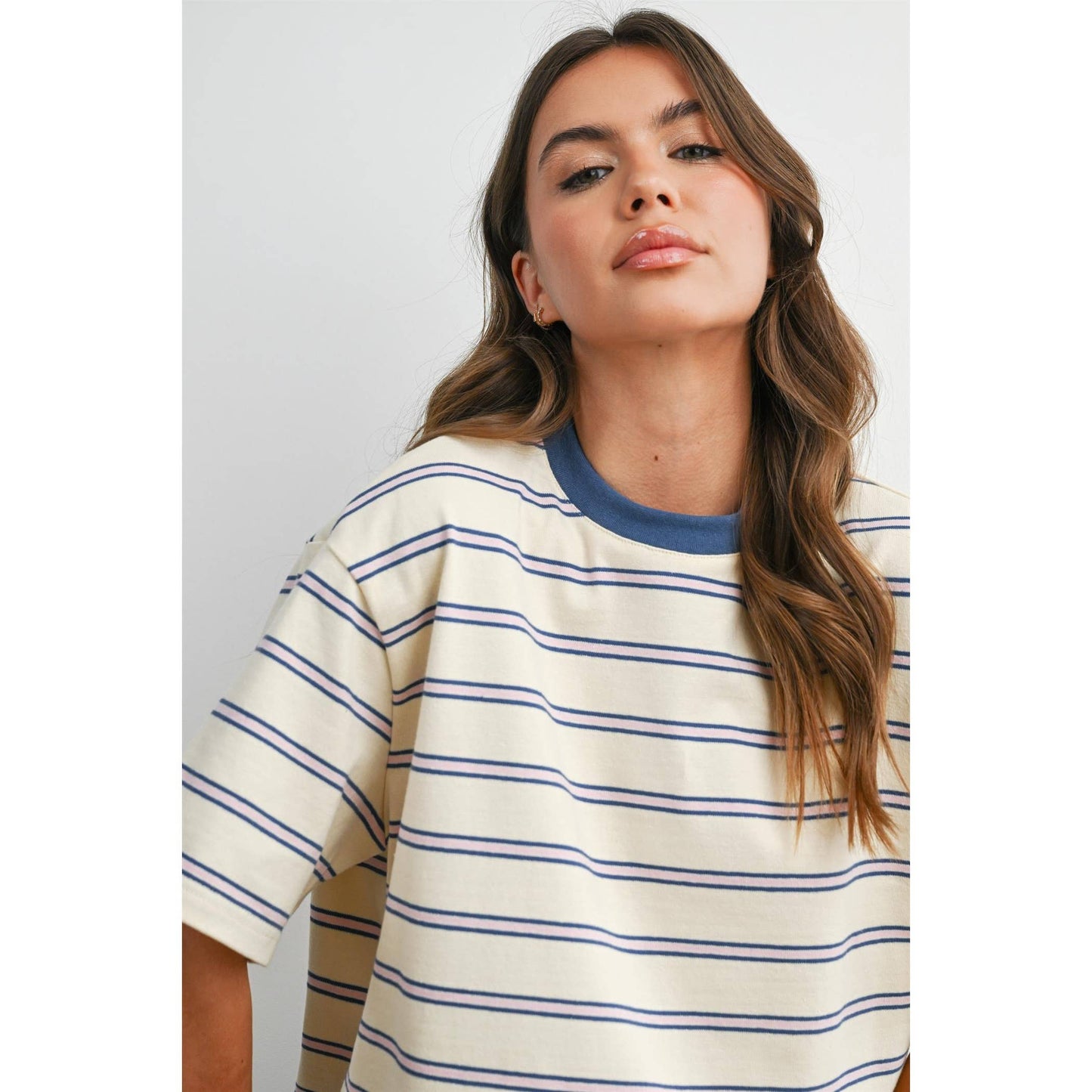 Striped Boxy Cropped T-Shirt